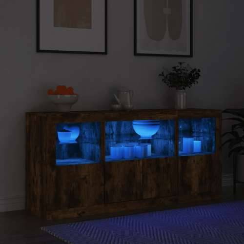 Komoda s LED svjetlima boja dimljenog hrasta 142,5x37x67 cm - Dimljeni hrast 1 Cijena