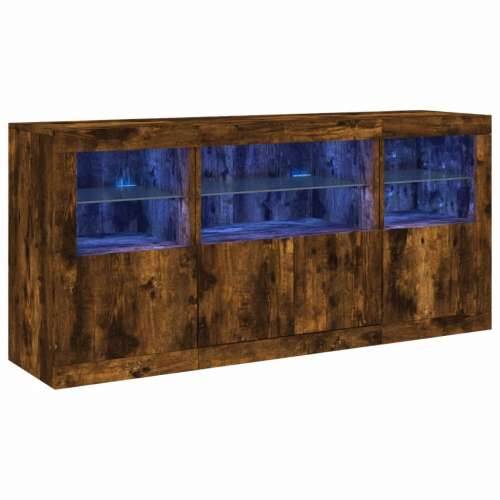 Komoda s LED svjetlima boja dimljenog hrasta 142,5x37x67 cm - Dimljeni hrast 1 Cijena
