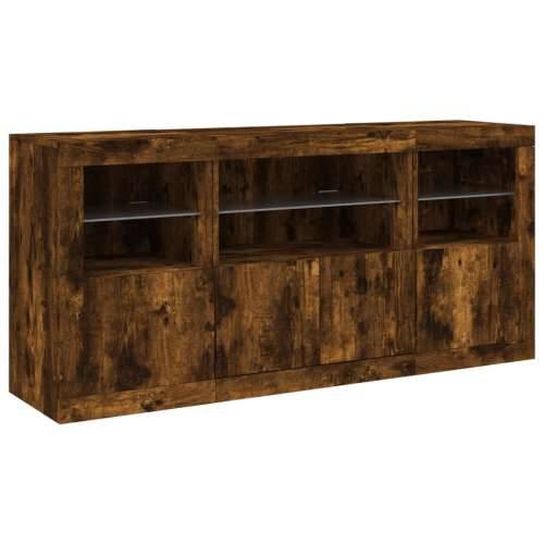 Komoda s LED svjetlima boja dimljenog hrasta 142,5x37x67 cm - Dimljeni hrast 1 Cijena