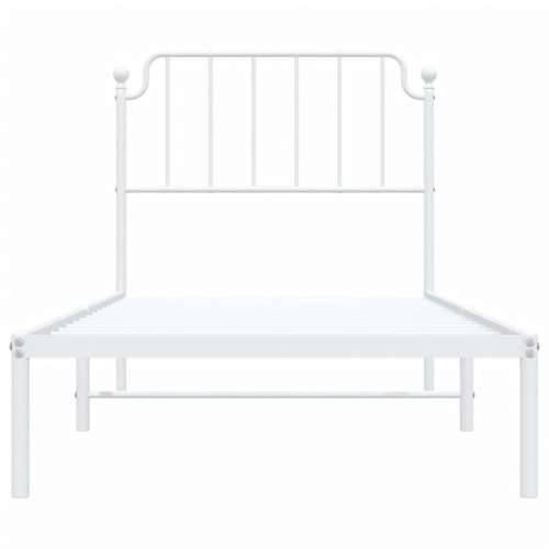 Metalni okvir za krevet s uzglavljem bijeli 90x200 cm - Bijela 90 x 200 cm s uzglavljem Cijena