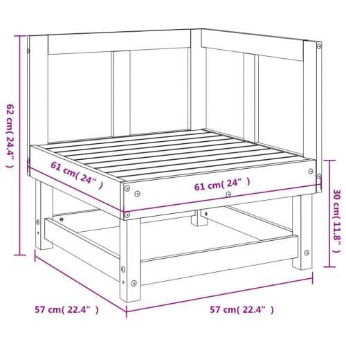 Kutna vrtna sofa od masivne borovine - Prirodna boja bora 1 kutna sofa Cijena