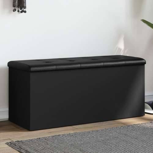 Klupa za pohranu crna 102 x 42 x 45 cm od konstruiranog drva - Crna 102 x 42 x 45 cm Cijena