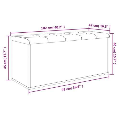 Klupa za pohranu crna 102 x 42 x 45 cm od konstruiranog drva - Crna 102 x 42 x 45 cm Cijena