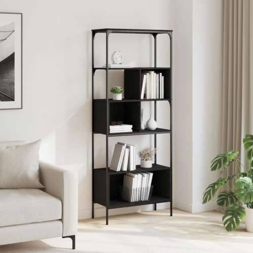 Regal za knjige 5 razina crni 76x33x188,5 cm konstruirano drvo - Crna 1 Cijena