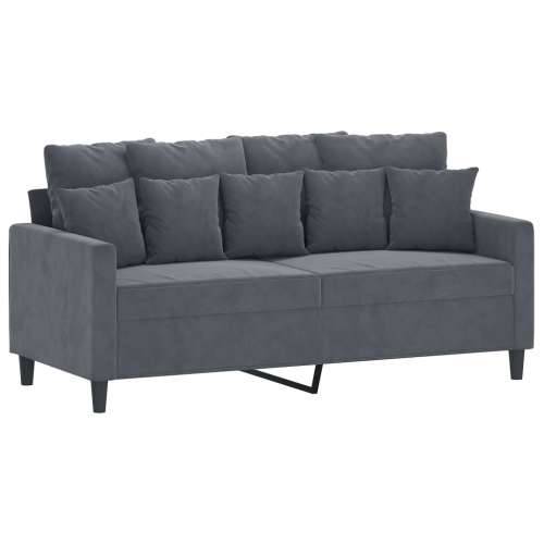 2-dijelni set sofa s jastucima tamnosivi baršunasti - Tamno siva s jastučićima Cijena