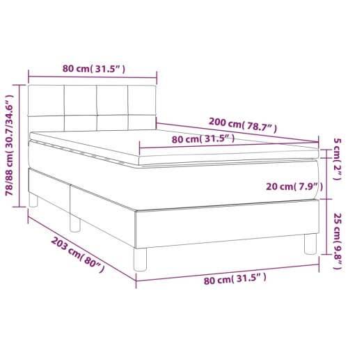 Krevet s oprugama i madracem smeđesivi 80x200 cm od tkanine - Sivo-smeđa 80 x 200 cm Blok s kvadratima Cijena
