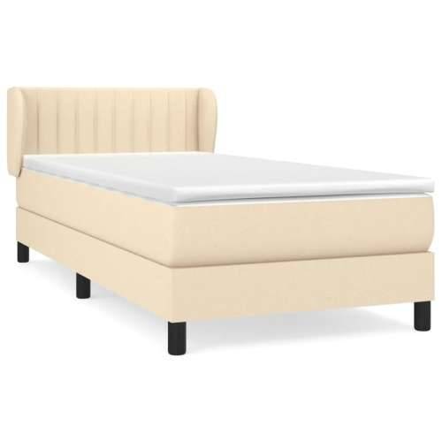 Krevet s oprugama i madracem krem 90 x 190 cm od tkanine - Krema 90 x 190 cm Okomite pruge Cijena