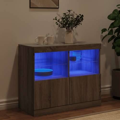 Komoda s LED svjetlima boja sivog hrasta 81x37x67 cm - Sivi hrast sonoma 1 Cijena