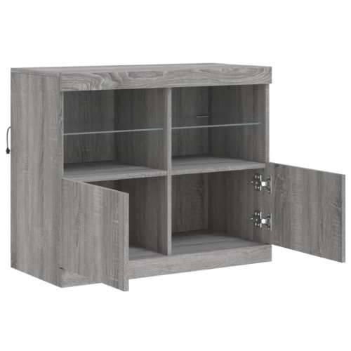 Komoda s LED svjetlima boja sivog hrasta 81x37x67 cm - Sivi hrast sonoma 1 Cijena
