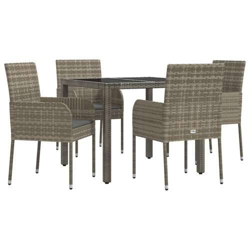 Vrtna garnitura - 5-dijelni vrtni blagovaonski set sivi od poliratana - Siva Dužina stola 90 cm 4 Cijena