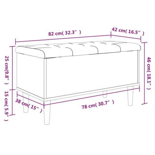 Klupa za pohranu crna 82x42x46 cm od konstruiranog drva - Crna 82 x 42 x 46 cm Cijena
