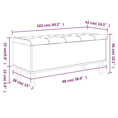 Klupa za pohranu boja hrasta 102x42x46 cm od konstruiranog drva - Smeđi hrast 102 x 42 x 46 cm Cijena