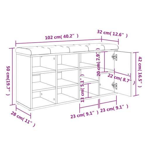 Klupa za cipele smeđa boja hrasta 102x32x50cm konstruirano drvo - Smeđi hrast Cijena