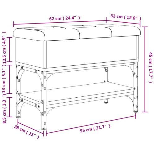 Klupa za cipele smeđa boja hrasta 62x32x45 cm konstruirano drvo - Smeđi hrast 62 x 32 x 45 cm Cijena