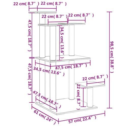 Grebalica za mačke s platformama tamnosiva 98,5 cm - Tamno siva Cijena