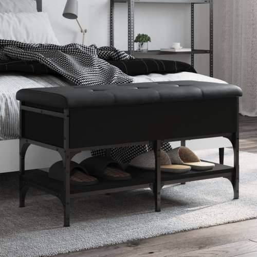 Klupa za cipele crna 82 x 42 x 45 cm od konstruiranog drva - Crna 82 x 42 x 45 cm Cijena