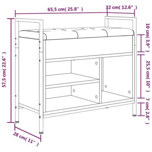 Klupa za cipele crna 65,5x32x57,5 cm od konstruiranog drva - Crna 65.5 x 32 x 57.5 cm Cijena
