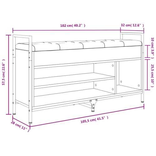 Klupa za cipele boja smeđeg hrasta 105,5x32x57,5 cm drvena - Smeđi hrast 105.5 x 32 x 57.5 cm Cijena