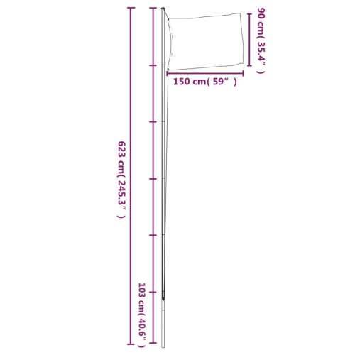 Turska zastava i jarbol 6,23 m aluminijski - 6.23 m Turska Cijena