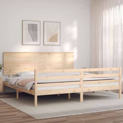 Okvir kreveta s uzglavljem veliki bračni od masivnog drva - Prirodna 180 x 200 cm Cijena