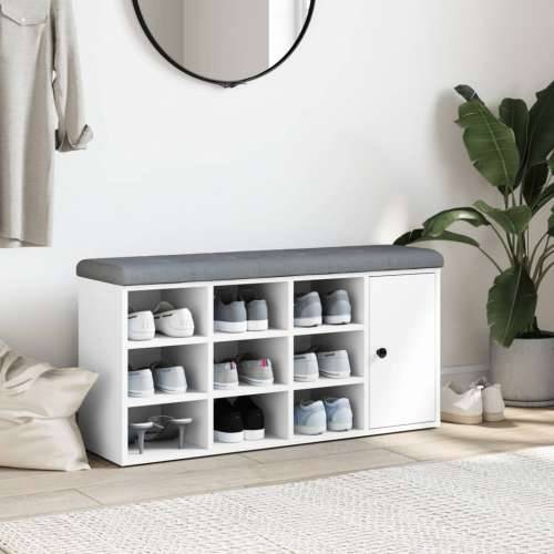 Klupa za cipele bijela 102 x 32 x 50 cm od konstruiranog drva - Bijela Cijena