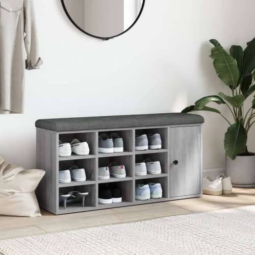 Klupa za cipele siva boja hrasta 102x32x50 cm konstruirano drvo - Sivi hrast sonoma Cijena
