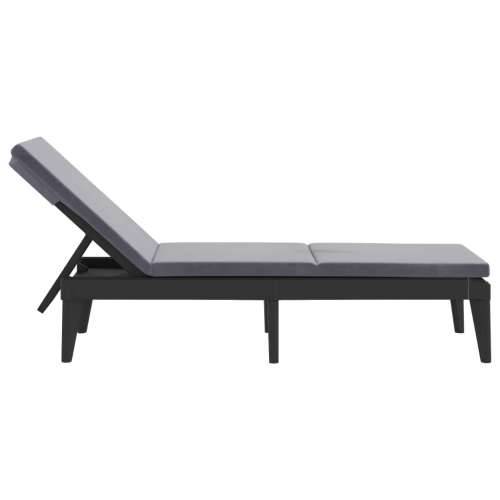 Ležaljka za sunčanje s jastukom antracit 186 x 60 x 29 cm PP - Antracit 1 s jastučićima Cijena