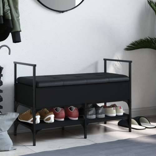 Klupa za cipele crna 85,5x42x57,5 cm od konstruiranog drva - Crna Cijena