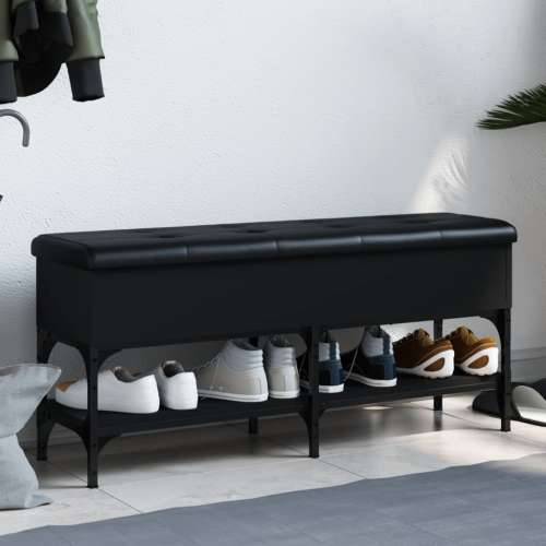 Klupa za cipele crna 102x32x45 cm od konstruiranog drva - Crna 102 x 32 x 45 cm Cijena