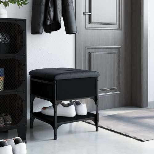 Klupa za cipele crna 42 x 42 x 45 cm od konstruiranog drva - Crna 42 x 42 x 45 cm Cijena