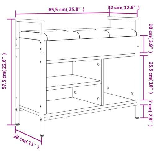 Klupa za cipele boja dimljenog hrasta 65,5x32x57,5 cm drvena - Dimljeni hrast 65.5 x 32 x 57.5 cm Cijena