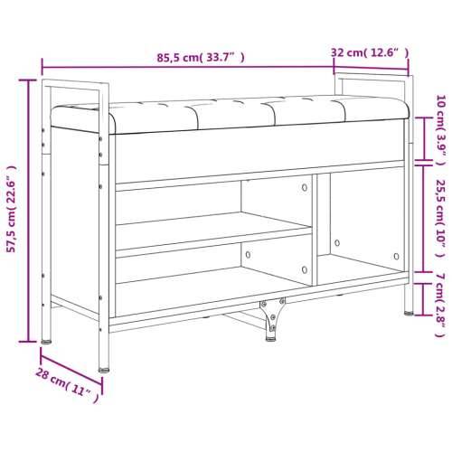 Klupa za cipele siva boja hrasta 85,5x32x57,5 cm - Sivi hrast sonoma 85.5 x 32 x 57.5 cm Cijena