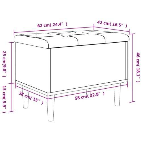 Klupa za pohranu siva boja hrasta 62x42x46 cm konstruirano drvo - Sivi hrast sonoma 62 x 42 x 46 cm Cijena
