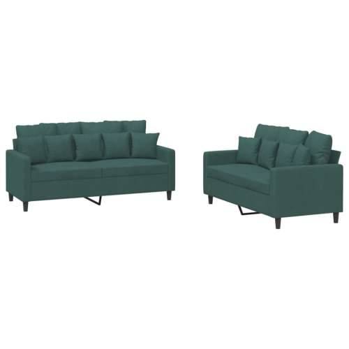 2-dijelni set sofa s jastucima tamnozeleni baršunasti - Tamnozelena s jastučićima Cijena