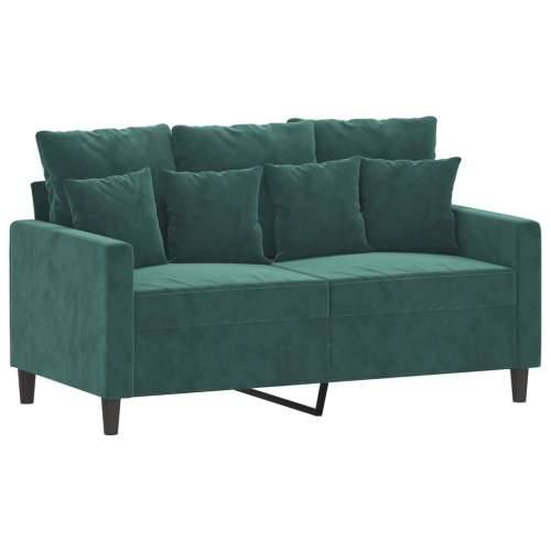 2-dijelni set sofa s jastucima tamnozeleni baršunasti - Tamnozelena s jastučićima Cijena