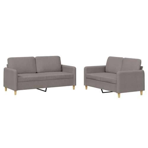 2-dijelni set sofa s jastucima smeđesivi od tkanine - Sivo-smeđa Bez oslonca za noge Cijena