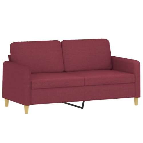 3-dijelni set sofa s jastucima crvena boja vina od tkanine - boja crnog vina S osloncem za noge Cijena