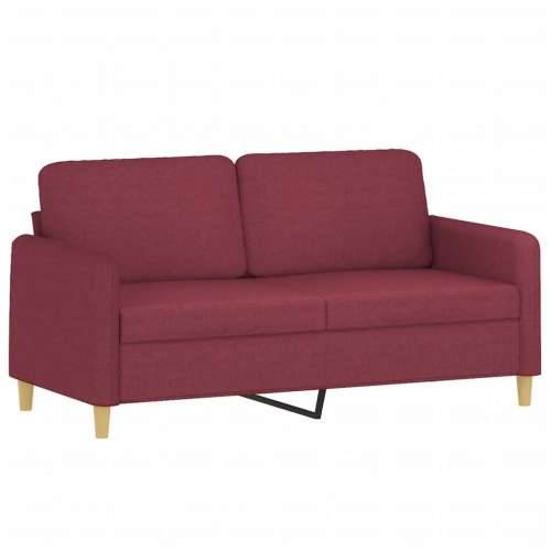 3-dijelni set sofa s jastucima crvena boja vina od tkanine - boja crnog vina s jastucima i tabureom Cijena