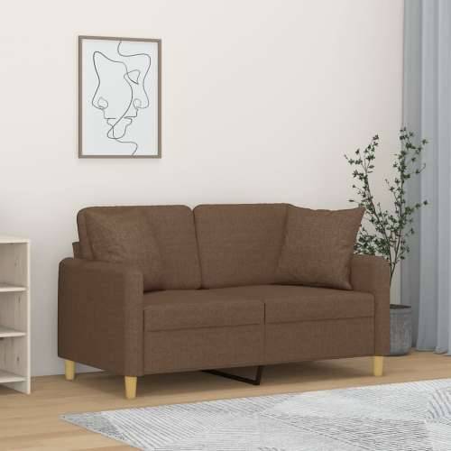Dvosjed s ukrasnim jastucima smeđi 120 cm od tkanine - Smeđa 120 cm Cijena
