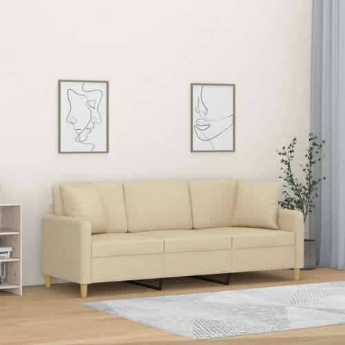 Trosjed s ukrasnim jastucima krem 180 cm od tkanine - Krema 180 cm Cijena