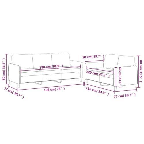 2-dijelni set sofa s jastucima krem od tkanine - Krema Bez oslonca za noge Cijena