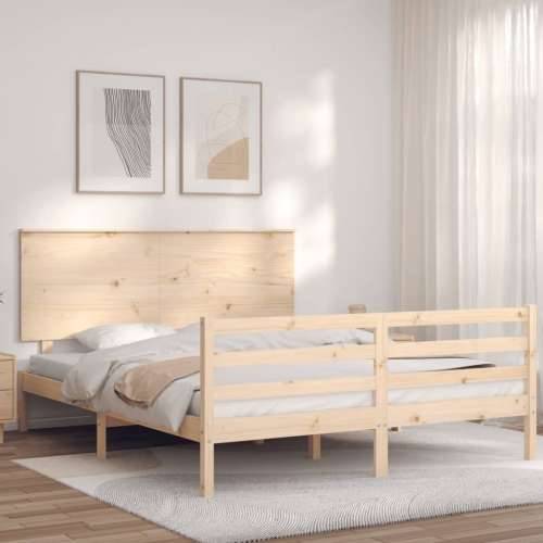 Okvir kreveta s uzglavljem 160 x 200 cm od masivnog drva - Prirodna 160 x 200 cm Cijena