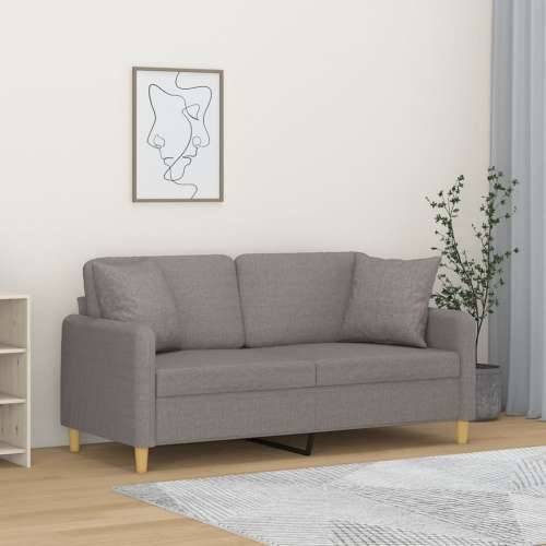 Dvosjed s ukrasnim jastucima smeđesivi 140 cm od tkanine - Sivo-smeđa 140 cm Cijena