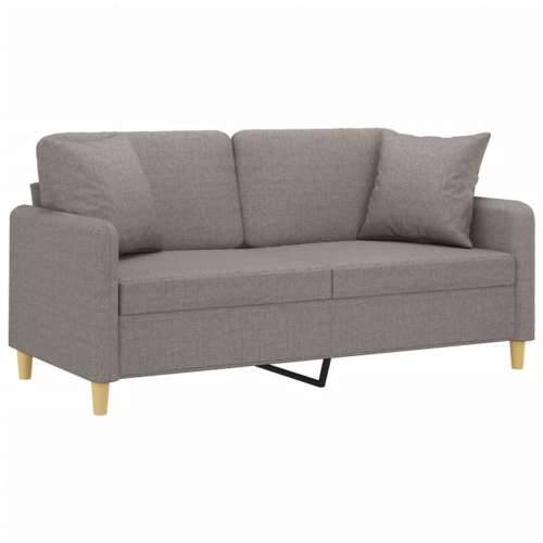 Dvosjed s ukrasnim jastucima smeđesivi 140 cm od tkanine - Sivo-smeđa 140 cm Cijena