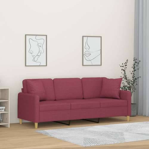 Trosjed s ukrasnim jastucima boja vina 180 cm od tkanine - boja crnog vina 180 cm Cijena