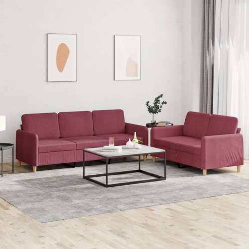 2-dijelni set sofa s jastucima crvena boja vina od tkanine - boja crnog vina Bez oslonca za noge Cijena
