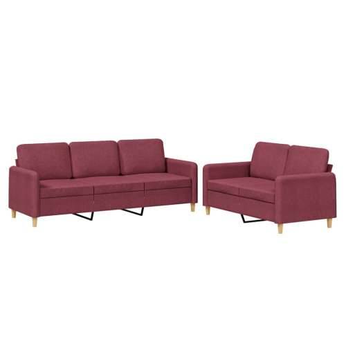 2-dijelni set sofa s jastucima crvena boja vina od tkanine - boja crnog vina Bez oslonca za noge Cijena