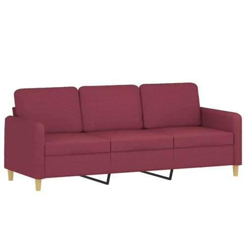 3-dijelni set sofa s jastucima crvena boja vina od tkanine - boja crnog vina S osloncem za noge Cijena