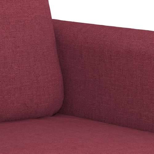 3-dijelni set sofa s jastucima crvena boja vina od tkanine - boja crnog vina S osloncem za noge Cijena