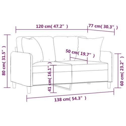 Dvosjed s ukrasnim jastucima smeđesivi 120 cm od tkanine - Sivo-smeđa 120 cm Cijena